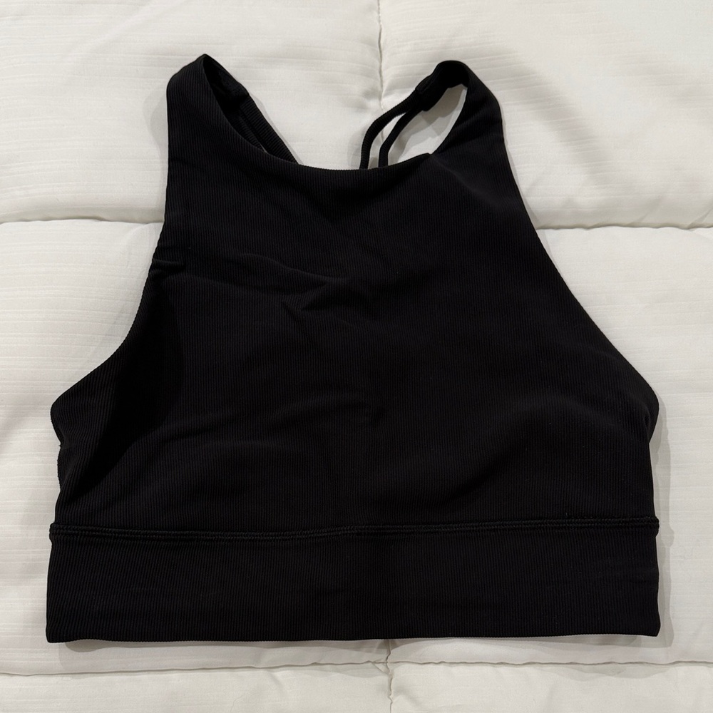 lululemon Black High-Neck Energy Ribbed Sports Bra